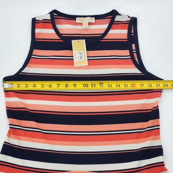 Michael Kors Drop Waist Dress Size XL Pink Blue Stripe Flounce Ruffle Preppy Y2K - Picture 5 of 9